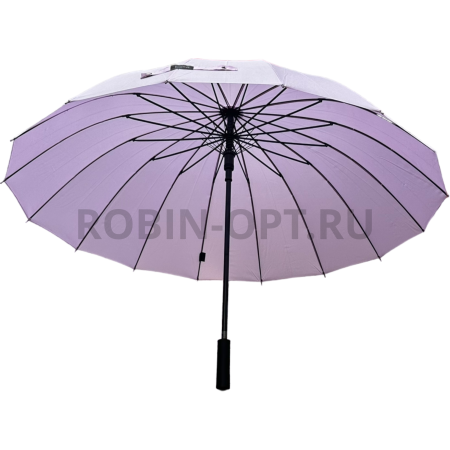 Зонт полуавтомат женский трость, ROBIN 1501, прямая ручка , 25"(63.5см)Х16к, эпонж 210т, (диаметр),  г, , однотонный проявляющийся фото детальное