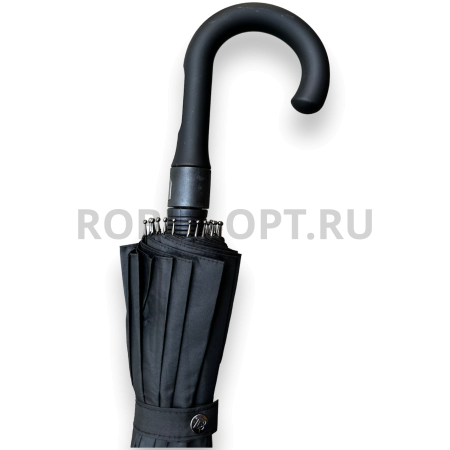 Зонт полуавтомат мужской трость, ROBIN 1523, ручка крюк, 25"(63.5см)Х24к, эпонж 210т, (диаметр),  г, , черный фото детальное