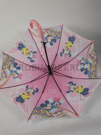Зонт полуавтомат детский трость, PICCO 084, ручка крюк, 19"(48см)Х8к, полиэстер, (диаметр),  г, , микки маус фото детальное