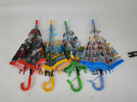 Зонт полуавтомат детский трость, PICCO 064, ручка крюк, 19"(48см)Х8к, ПВХ, (диаметр),  г, , мультики на прозрачном фоне фото детальное