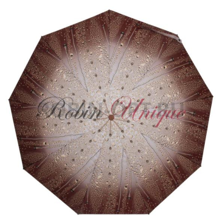 Зонт автомат женский 3 сл., ROBIN 3309, прямая ручка , 23"(58.5см)Х9к, эпонж, (диаметр),  г, , капельки фото детальное