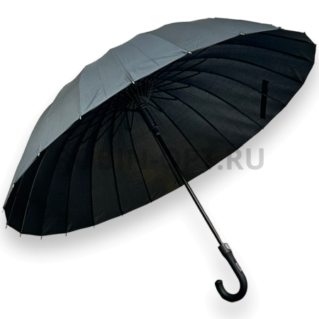 Зонт полуавтомат мужской трость, ROBIN 1523, ручка крюк, 25"(63.5см)Х24к, эпонж 210т, (диаметр),  г, , черный фото детальное