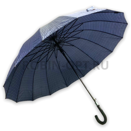 Зонт полуавтомат мужской трость, ROBIN 3001, ручка крюк, 27"(68см)Х16к, полиэстер, (диаметр),  г, , клетка фото детальное