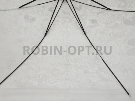 Зонт полуавтомат детский трость, PICCO 061, ручка крюк, 19"(48см)Х8к, ПВХ, (диаметр),  г, , прозрачный с узором фото детальное