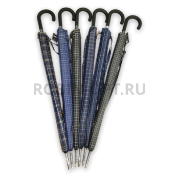 Зонт полуавтомат мужской трость, ROBIN 3001, ручка крюк, 27"(68см)Х16к, полиэстер, (диаметр),  г, , клетка фото анонса