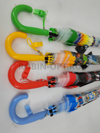 Зонт полуавтомат детский трость, PICCO 064, ручка крюк, 19"(48см)Х8к, ПВХ, (диаметр),  г, , мультики на прозрачном фоне фото детальное