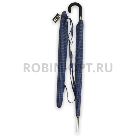 Зонт полуавтомат мужской трость, ROBIN 3001, ручка крюк, 27"(68см)Х16к, полиэстер, (диаметр),  г, , клетка фото детальное