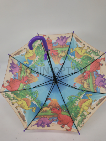 Зонт полуавтомат детский трость, PICCO 092, ручка крюк, 19"(48см)Х8к, полиэстер, (диаметр),  г, , динозавры фото детальное