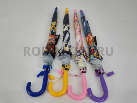Зонт полуавтомат детский трость, PICCO 070, ручка крюк, 19"(48см)Х8к, ПВХ, (диаметр),  г, , детские рисунки фото детальное