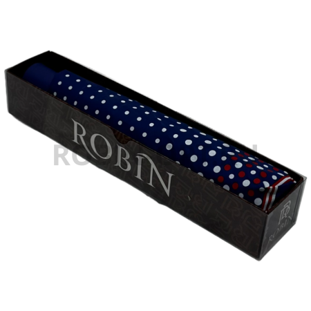 Зонт автомат женский 3 сл., ROBIN 3308, прямая ручка , 23"(58.5см)Х9к, эпонж 210т, (диаметр),  г, , горошек фото детальное