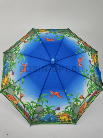 Зонт полуавтомат детский трость, PICCO 092, ручка крюк, 19"(48см)Х8к, полиэстер, (диаметр),  г, , динозавры фото детальное