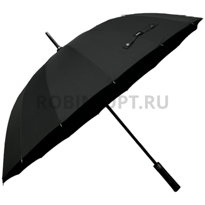 Зонт полуавтомат мужской трость, ROBIN 1520, прямая ручка , 25"(63.5см)Х16к, эпонж 210т, (диаметр),  г, , черный фото анонса
