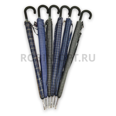 Зонт полуавтомат мужской трость, ROBIN 3001, ручка крюк, 27"(68см)Х16к, полиэстер, (диаметр),  г, , клетка фото анонса