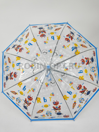 Зонт полуавтомат детский трость, PICCO 064, ручка крюк, 19"(48см)Х8к, ПВХ, (диаметр),  г, , мультики на прозрачном фоне фото детальное