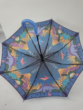 Зонт полуавтомат детский трость, PICCO 092, ручка крюк, 19"(48см)Х8к, полиэстер, (диаметр),  г, , динозавры фото детальное