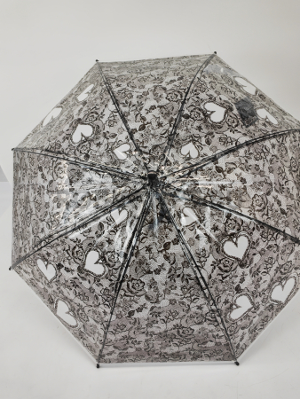 Зонт полуавтомат детский трость, PICCO 061, ручка крюк, 19"(48см)Х8к, ПВХ, (диаметр),  г, , прозрачный с узором фото детальное