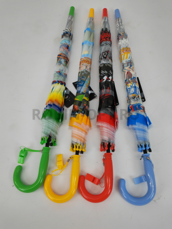 Зонт полуавтомат детский трость, PICCO 064, ручка крюк, 19"(48см)Х8к, ПВХ, (диаметр),  г, , мультики на прозрачном фоне фото детальное