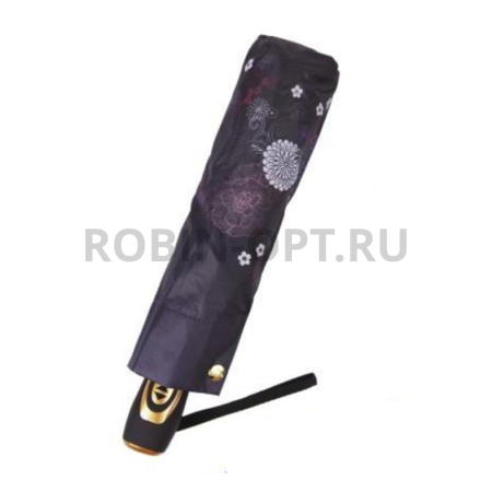 Зонт автомат женский 3 сл., Три слона L3680-E, прямая ручка , 23.6"(60см)Х8к, полиэстер, (диаметр),  г, , узор в цветочек (яркий) фото детальное