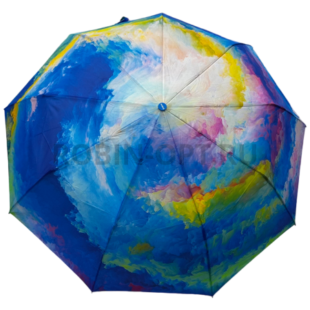 Зонт автомат женский 3 сл., Quality umbrella 2042, прямая ручка , 23"(58.5см)Х9к, эпонж, (диаметр),  г, , краски фото детальное