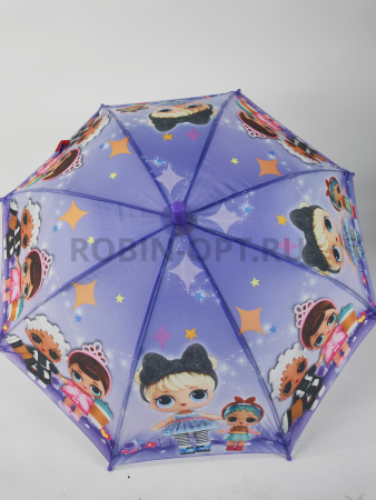 Зонт детский трость PICCO 089, полуавтомат, ручка крюк, пластик, 48 см, полиэстер, 8 спиц, Фибергласс, куклы лол фото детальное