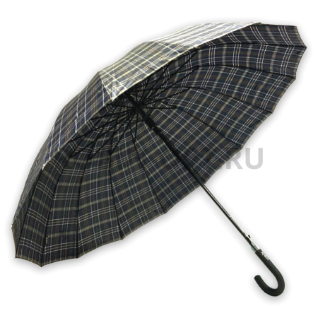 Зонт полуавтомат мужской трость, ROBIN 3001, ручка крюк, 27"(68см)Х16к, полиэстер, (диаметр),  г, , клетка фото детальное