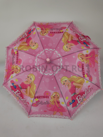 Зонт полуавтомат детский трость, PICCO 082, ручка крюк, 19"(48см)Х8к, полиэстер, (диаметр),  г, , барби фото детальное