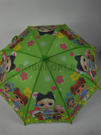 Зонт детский трость PICCO 089, полуавтомат, ручка крюк, пластик, 48 см, полиэстер, 8 спиц, Фибергласс, куклы лол фото детальное