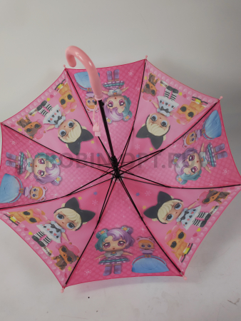 Зонт детский трость PICCO 089, полуавтомат, ручка крюк, пластик, 48 см, полиэстер, 8 спиц, Фибергласс, куклы лол фото детальное