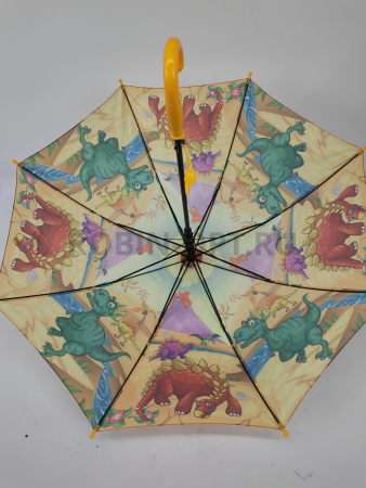 Зонт полуавтомат детский трость, PICCO 092, ручка крюк, 19"(48см)Х8к, полиэстер, (диаметр),  г, , динозавры фото детальное