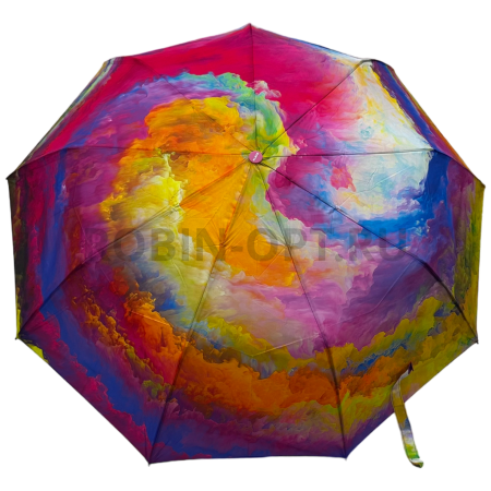 Зонт автомат женский 3 сл., Quality umbrella 2042, прямая ручка , 23"(58.5см)Х9к, эпонж, (диаметр),  г, , краски фото детальное