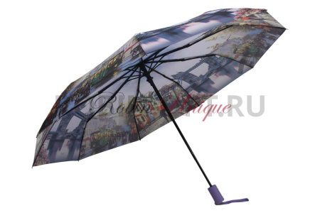 Зонт автомат женский 3 сл., UNIQUE 2004, прямая ручка , 23"(58.5см)Х9к, эпонж, (диаметр),  г, , города фото детальное