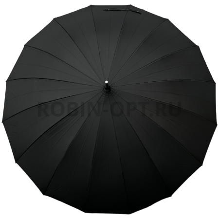 Зонт полуавтомат мужской трость, ROBIN 1520, прямая ручка , 25"(63.5см)Х16к, эпонж 210т, (диаметр),  г, , черный фото детальное