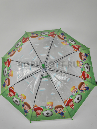 Зонт полуавтомат детский трость, PICCO 064, ручка крюк, 19"(48см)Х8к, ПВХ, (диаметр),  г, , мультики на прозрачном фоне фото детальное