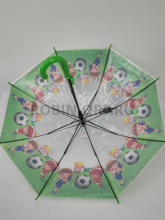 Зонт полуавтомат детский трость, PICCO 064, ручка крюк, 19"(48см)Х8к, ПВХ, (диаметр),  г, , мультики на прозрачном фоне фото детальное