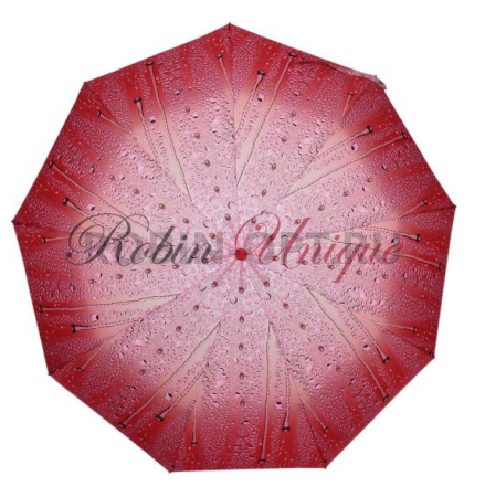 Зонт автомат женский 3 сл., ROBIN 3309, прямая ручка , 23"(58.5см)Х9к, эпонж, (диаметр),  г, , капельки фото детальное