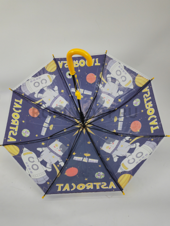 Зонт полуавтомат детский трость, PICCO 070, ручка крюк, 19"(48см)Х8к, ПВХ, (диаметр),  г, , детские рисунки фото детальное