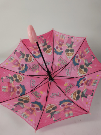 Зонт детский трость PICCO 089, полуавтомат, ручка крюк, пластик, 48 см, полиэстер, 8 спиц, Фибергласс, куклы лол фото детальное