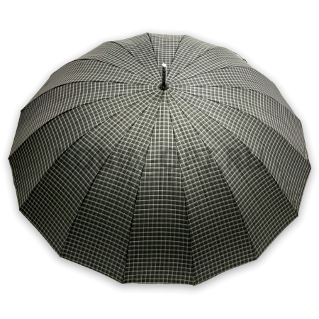 Зонт полуавтомат мужской трость, ROBIN 3001, ручка крюк, 27"(68см)Х16к, полиэстер, (диаметр),  г, , клетка фото детальное