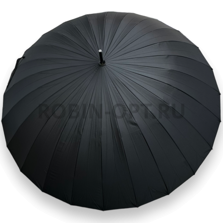 Зонт полуавтомат мужской трость, ROBIN 1523, ручка крюк, 25"(63.5см)Х24к, эпонж 210т, (диаметр),  г, , черный фото детальное
