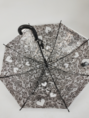 Зонт полуавтомат детский трость, PICCO 061, ручка крюк, 19"(48см)Х8к, ПВХ, (диаметр),  г, , прозрачный с узором фото детальное