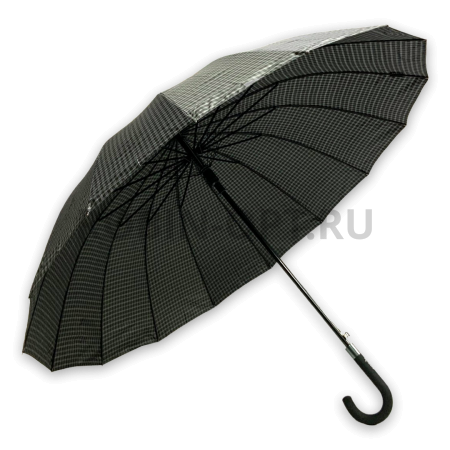 Зонт полуавтомат мужской трость, ROBIN 3001, ручка крюк, 27"(68см)Х16к, полиэстер, (диаметр),  г, , клетка фото детальное