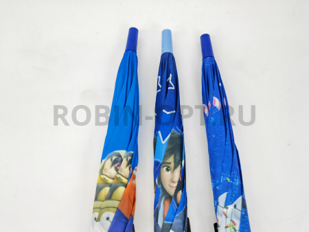 Зонт полуавтомат детский трость, PICCO 080, ручка крюк, 19"(48см)Х8к, полиэстер, (диаметр),  г, , big hero фото детальное