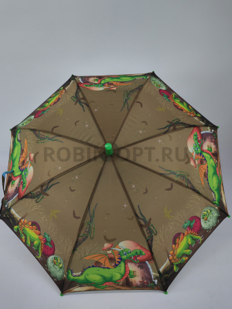 Зонт полуавтомат детский трость, PICCO 092, ручка крюк, 19"(48см)Х8к, полиэстер, (диаметр),  г, , динозавры фото детальное