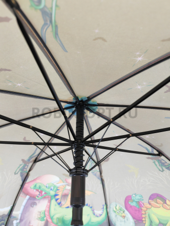 Зонт полуавтомат детский трость, PICCO 092, ручка крюк, 19"(48см)Х8к, полиэстер, (диаметр),  г, , динозавры фото детальное