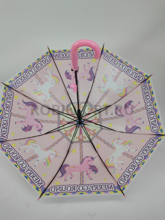 Зонт полуавтомат детский трость, PICCO 070, ручка крюк, 19"(48см)Х8к, ПВХ, (диаметр),  г, , детские рисунки фото детальное