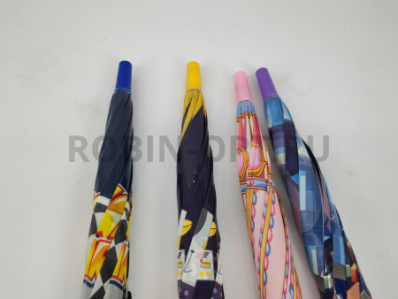 Зонт полуавтомат детский трость, PICCO 070, ручка крюк, 19"(48см)Х8к, ПВХ, (диаметр),  г, , детские рисунки фото детальное