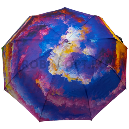 Зонт автомат женский 3 сл., Quality umbrella 2042, прямая ручка , 23"(58.5см)Х9к, эпонж, (диаметр),  г, , краски фото детальное