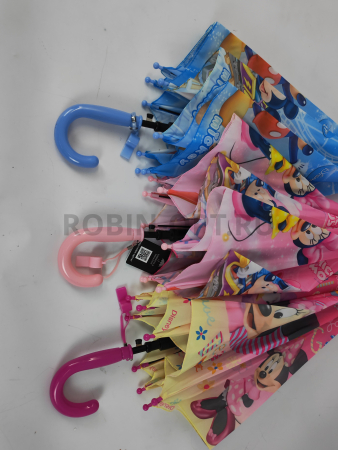 Зонт полуавтомат детский трость, PICCO 084, ручка крюк, 19"(48см)Х8к, полиэстер, (диаметр),  г, , микки маус фото детальное