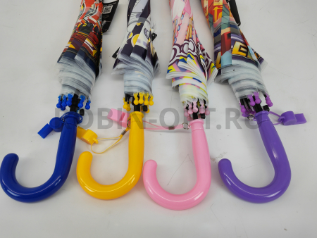 Зонт полуавтомат детский трость, PICCO 070, ручка крюк, 19"(48см)Х8к, ПВХ, (диаметр),  г, , детские рисунки фото детальное