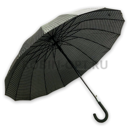 Зонт полуавтомат мужской трость, ROBIN 3001, ручка крюк, 27"(68см)Х16к, полиэстер, (диаметр),  г, , клетка фото детальное